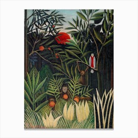 Monkeys And Parrot In The Virgin Forest, Henri Rousseau  Canvas Print