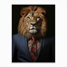 African Lion Wearing A Suit 6 Canvas Print