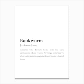 Bookworm Funny Definition Wall Canvas Print