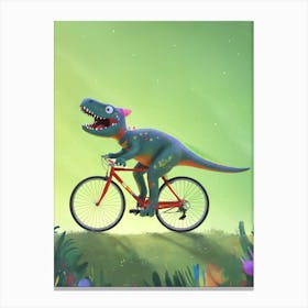 Dinosaur On A Bike Canvas Print
