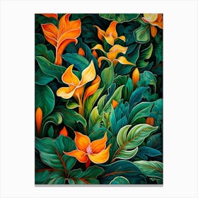 Tropical Flowers nature leaves Canvas Print