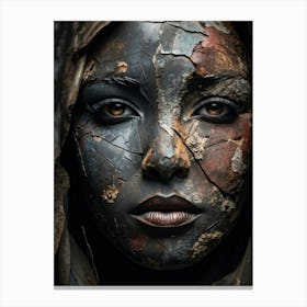 A Weathered Face Sporting A Rich Canvas Of Cracks Spots And Chips Unveiling The Beauty Of Persist Canvas Print