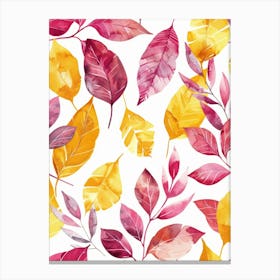 Watercolor Autumn Leaves Seamless Pattern 5 Canvas Print