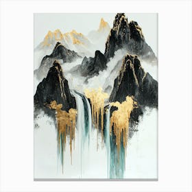 K2's Golden Peaks - Opulent Modernism Canvas Print