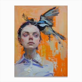 Bird On The Head Canvas Print