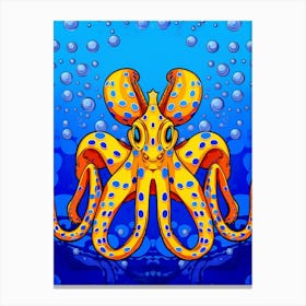 Blue Ringed Octopus Illustration 20 Canvas Print