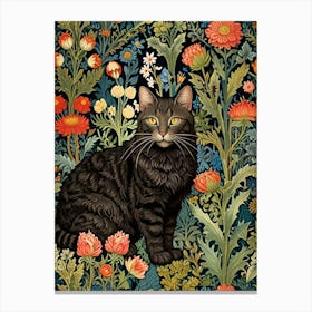 William Morris Cat In The Garden Canvas Print