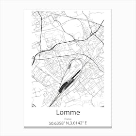 Lomme,France Minimalist Map Canvas Print