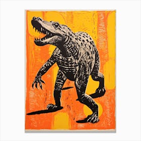 Crocodile, Woodblock Animal Drawing 1 Canvas Print