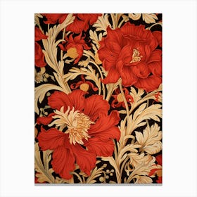 Red And Gold Floral Pattern Canvas Print