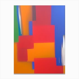 Vivid Colour Abstract Oil Blocks Orange Red Blue Blotches Canvas Print