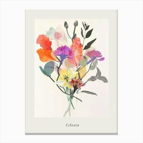 Celosia 2 Collage Flower Bouquet Poster Canvas Print