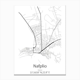 Nafplio,Greece Minimalist Map Canvas Print