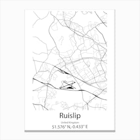 Ruislip,United Kingdom Minimalist Map Lienzo