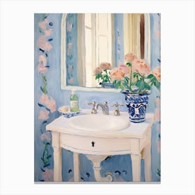 Bathroom Vanity Painting With A Forget Me Not Bouquet 3 Canvas Print