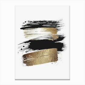 Gold And Black Brush Strokes 23 Canvas Print