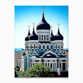 Alexander Nevsky Cathedral Viewed From St Nicholas Church Bell Tower Tallinn Estonia Canvas Print