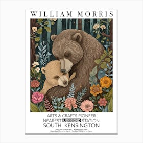 William Morris Print Mamma Bear Flowers Valentines Mothers Day Gift Botanical Canvas Print