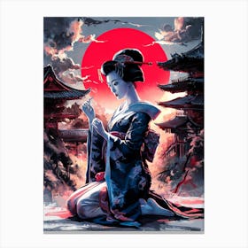 Beautiful Japanese Geisha Girl Art Painting #2 Canvas Print