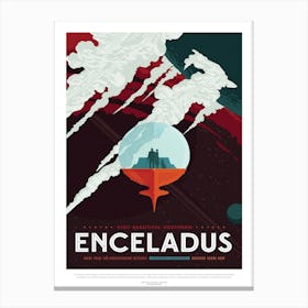 Enceladus Nasa Space Travel Poster Canvas Print
