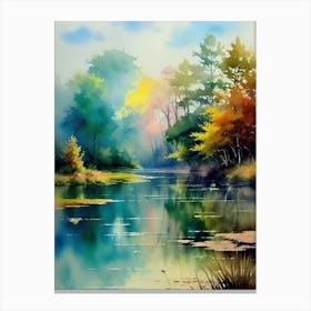 Autumn Trees By The River Canvas Print