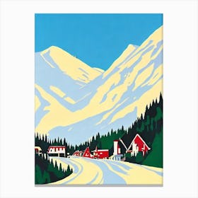 La Plagne 2, France Midcentury Vintage Skiing Poster Canvas Print