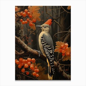 Dark And Moody Botanical Woodpecker 1 Canvas Print