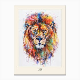 Lion Colourful Watercolour 1 Poster Canvas Print