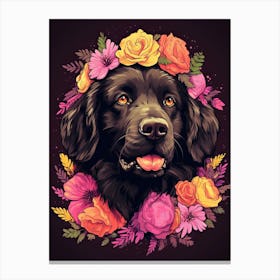 Newfoundland Portrait With A Flower Crown, Matisse Painting Style 4 Canvas Print