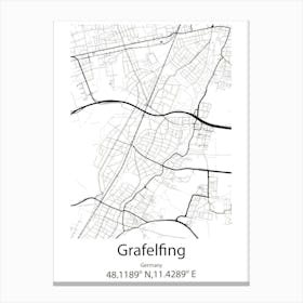 Grafelfing,Germany Minimalist Map Canvas Print