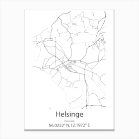 Helsinge,Denmark Minimalist Map Canvas Print