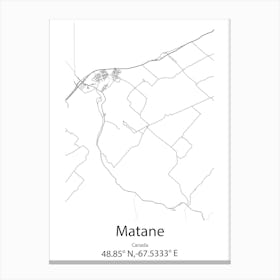 Matane,Canada Minimalist Map Canvas Print