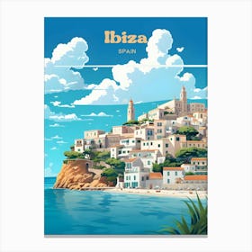 Ibiza Spain Island Summer Vacation Modern Travel Illustration Canvas Print