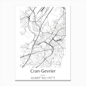 Cran Gevrier,France Minimalist Map Canvas Print