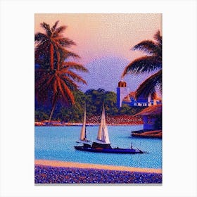 Mombasa Kenya Pointillism Style Tropical Destination Canvas Print