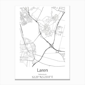 Laren,Netherlands Minimalist Map Canvas Print