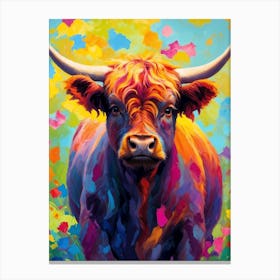 Vivid Highland Cow Canvas Print