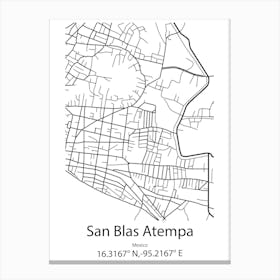 San Blas,Mexico Minimalist Map Canvas Print