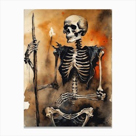 Vintage Halloween Gothic Skeleton Painting (27) Canvas Print