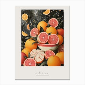 Art Deco Citrus Fruit Explosion Poster Canvas Print