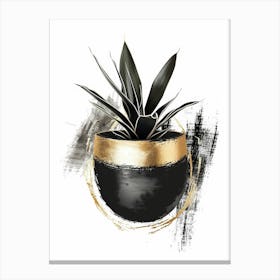 Gold And Black Plant 1 Canvas Print