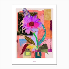 Aster 5 Neon Flower Collage Poster Canvas Print