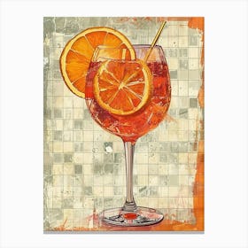 Aperol Spritz Tiled Illustration 3 Canvas Print