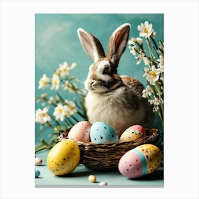 Easter Bunny With Eggs Canvas Print