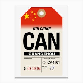 Guangzhou (CAN) China Vintage Airline Luggage Tag Canvas Print