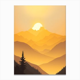 Misty Mountains Vertical Composition In Yellow Tone 19 Canvas Print
