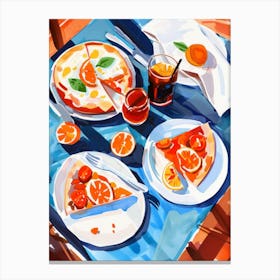 Lunch with Pizza. Italian Food. Watercolor Kitchen Canvas Print