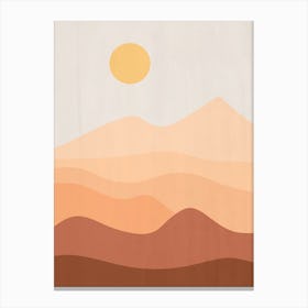 Mid Century Sun And Mountain Canvas Print