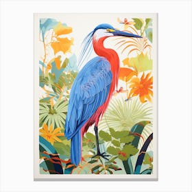 Colourful Bird Painting Great Blue Heron 3 Canvas Print