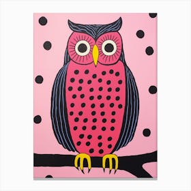 Pink Polka Dot Owl 6 Canvas Print